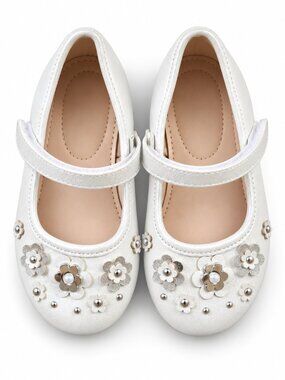 Sugar Lil Drea Toddler Girls Mary Jane Floral Dress Shoes White Size 7 New